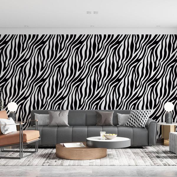 Imagem de Papel de Parede Vinílico Zebra Animal Print Sala Quarto 2.5m