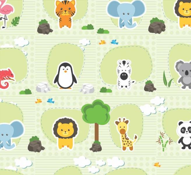 Imagem de Papel de Parede Zoo Adesivo Texturizado Linha Premium Decoração Para Quarto Infantil 2,4 e 5Metros