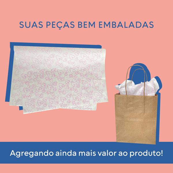 Imagem de Papel De Seda Premium 35x50cm Coração Rosa 100 Folhas 