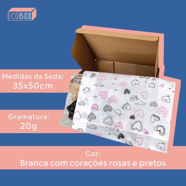 Imagem de Papel De Seda Premium Decorado Coração 35x50cm 200 Folhas