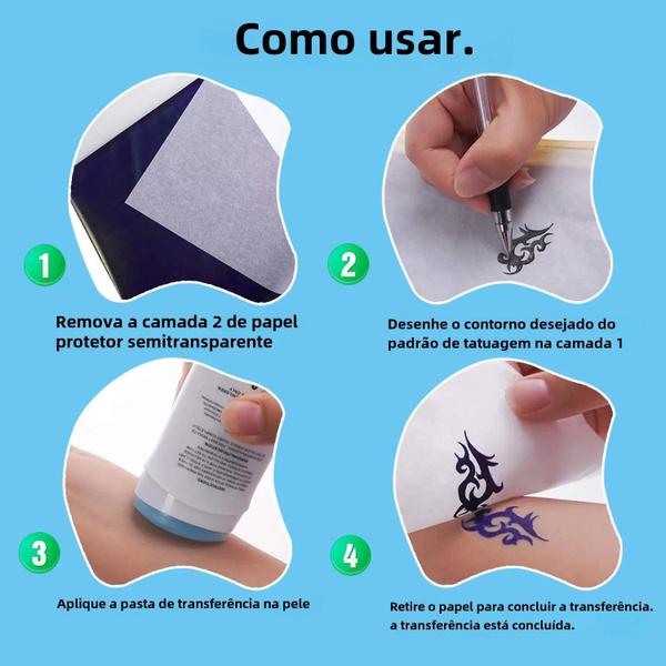 Imagem de Papel de Transferência Térmica A4 para Tatuagens - Papel de Cópia para Máquinas