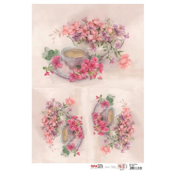 Papel Decoup. 2374 Cha C/flores - OPA Imagem de Papel Decoup. 2374 Cha C/flores