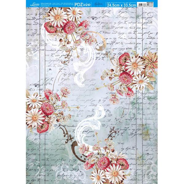 Imagem de Papel Decoupage Flores com Arabescos Pdz-022 24,5x33cm Litoarte