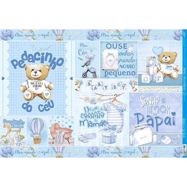 Imagem de Papel Decoupage Meu Pedacinho Céu Azul Kit 5 Un. Pd-1084 34,3x49 Litoarte