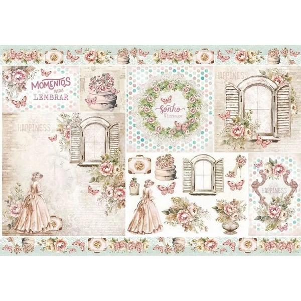 Imagem de Papel Decoupage Meu Sonho Vintage Pd-1089 34,3x49 Litoarte