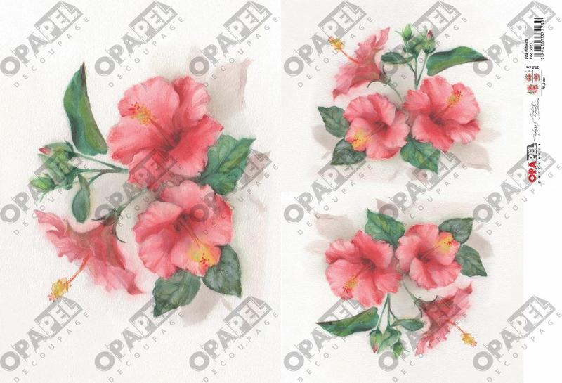 Imagem de Papel Decoupage Opapel 30x45cm Flor Hibisco 2377 Opa