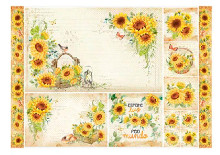 Imagem de Papel Decoupage Pd-1033 Girassol Vintage 34,3x49 - Litoarte