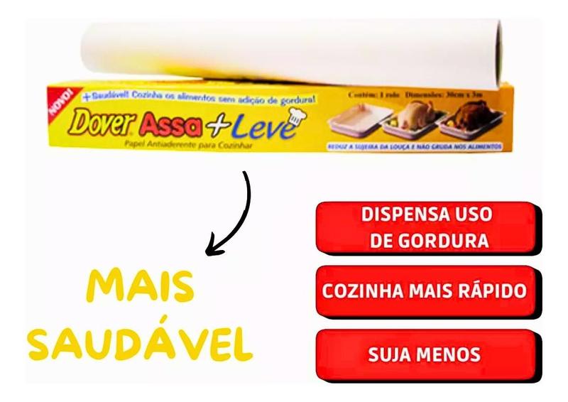 Imagem de Papel Dover Assa+leve Antiaderente 30cm X 3m Anti Gordura