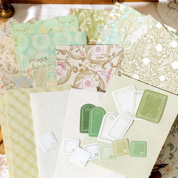 Imagem de Papel Floral Vintage para Scrapbooking - 40 Peças para Artesanato e Planejamento