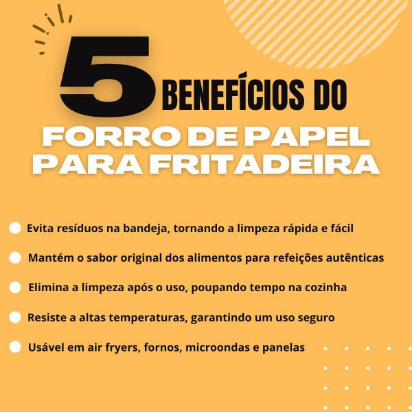 Imagem de Papel Forro Antiaderente Descartavel Para Cozinhar Na Air Fryer Praticidade Culinária Cozinhar sem bagunça e Sujeira 50 unidades