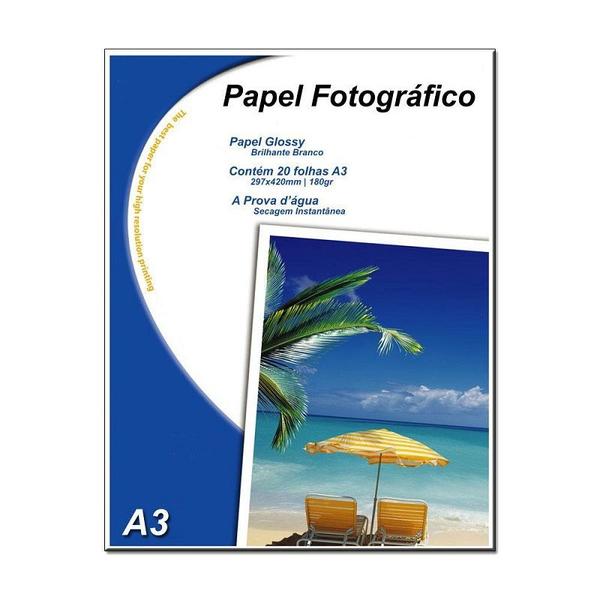 Imagem de Papel Fotográfico 180G  A3 20 folhas Brilhante