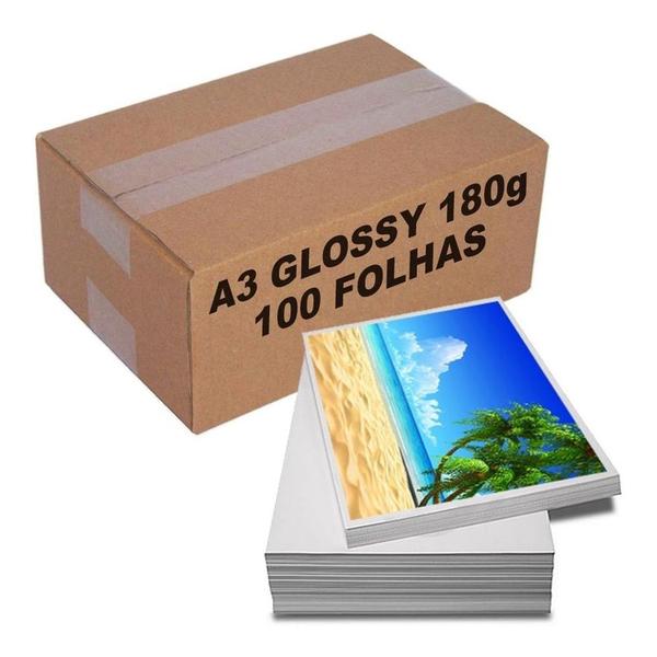 Imagem de Papel Fotográfico 180g A3 Glossy À Prova D'água 100 Folhas