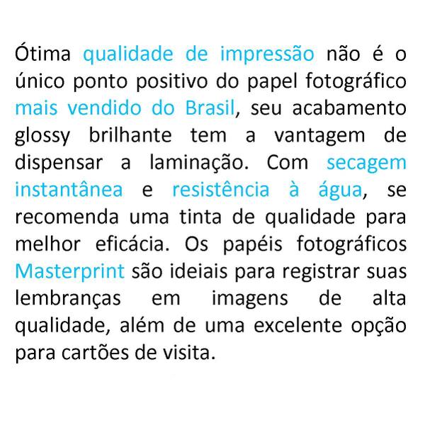 Imagem de Papel Fotográfico 180g Foto A4 Glossy Brilho Brilhante À Prova D'água 100 folhas Premium Masterprint