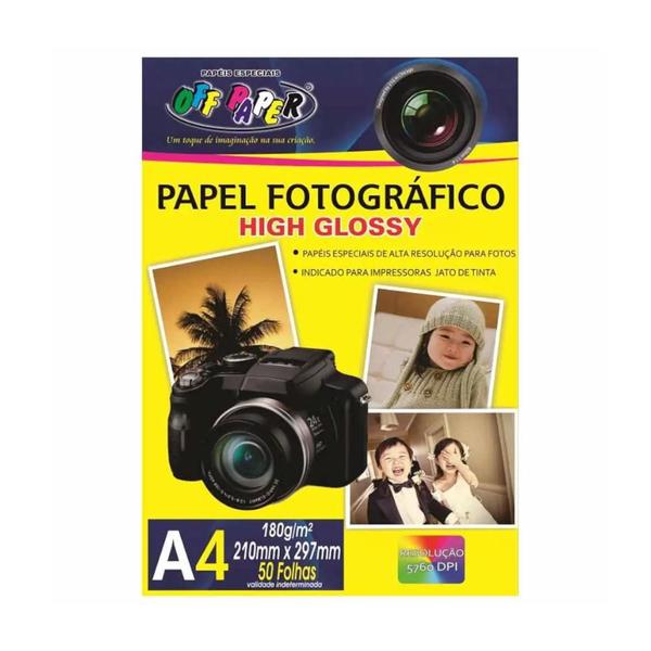 Imagem de Papel Fotográfico A4 Off Paper 180g High Glossy 50 Folhas