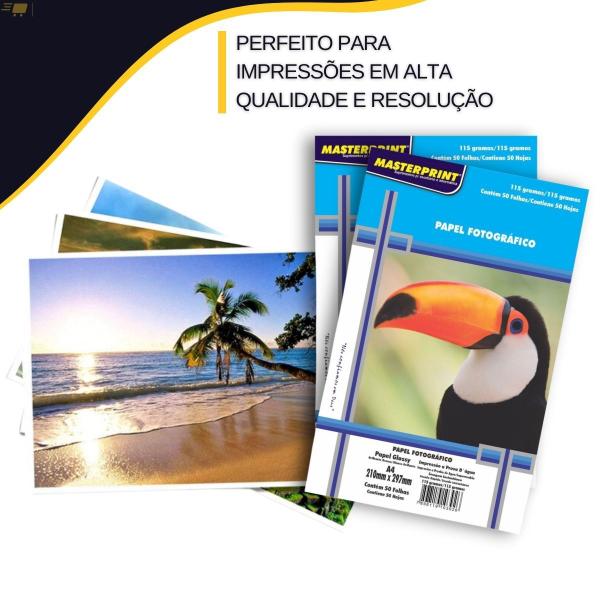 Imagem de Papel Fotografico Foto Premium Brilhante A4 100 Folhas 2x50