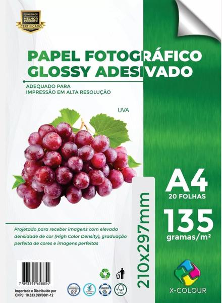 Imagem de Papel fotográfico glossy Adesivo  135gr a prova d'água  200 folhas