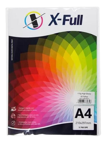 Imagem de Papel fotográfico high glossy 115g a4 pacote c/ 20 folhas - x-full