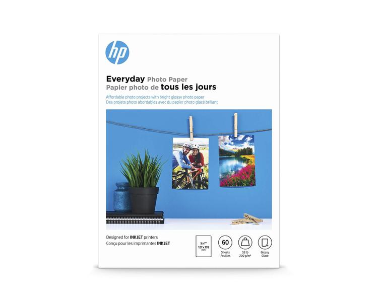 Imagem de Papel fotográfico HP Everyday Glossy 5x7in 60 folhas (CH097A)