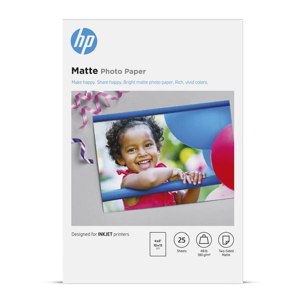 Imagem de Papel fotográfico HP Matte 4x6 em 25 folhas (6QH46A)