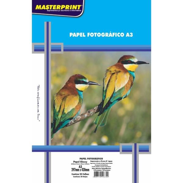 Imagem de Papel Fotografico INKJET A3 GLOSSY Adesivo 130G