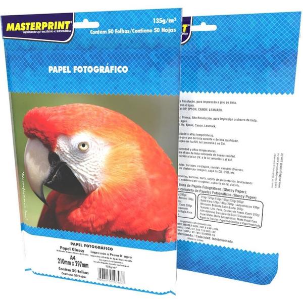 Imagem de Papel Fotográfico INKJET A4 GLOSSY 135G Pacote com 50