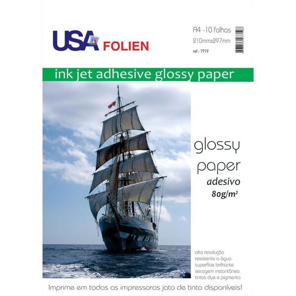 Imagem de Papel Fotografico INKJET A4 GLOSSY Adesivo 80G