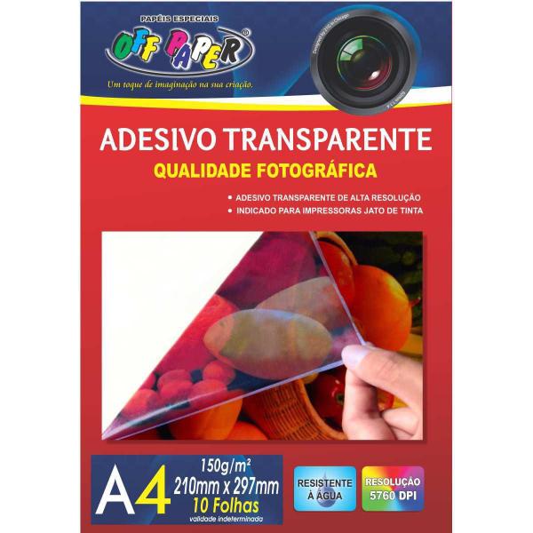 Imagem de Papel Fotográfico Inkjet A4 Transparente Adesivo 150G