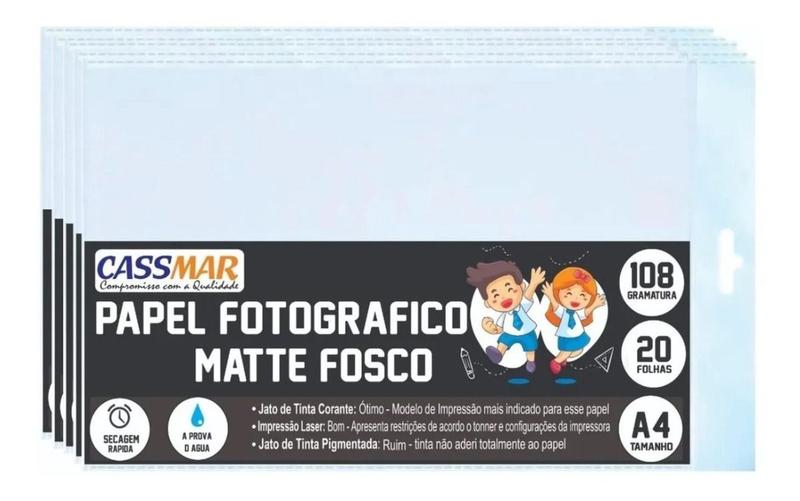 Imagem de Papel Fotográfico Matte Fosco A4 108g Cassmar 100fls