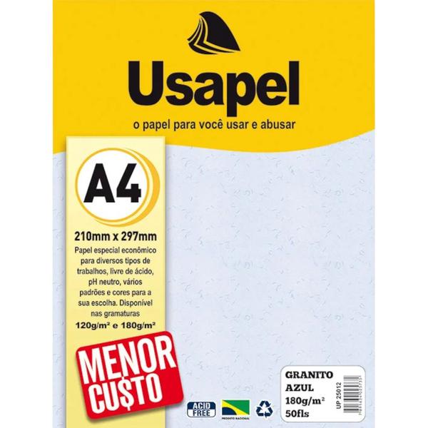 Imagem de Papel granitto a4 180g c/ 50 folhas azul 10 un- usapel