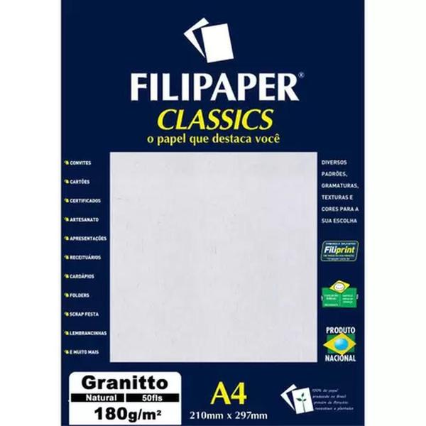 Imagem de Papel Granitto A4 180g Natural com 50 Folhas - Filiperson