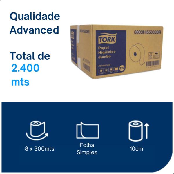 Imagem de Papel Higienico 8 Rolos com 300 Metros Adv Hig Jumbo Tork