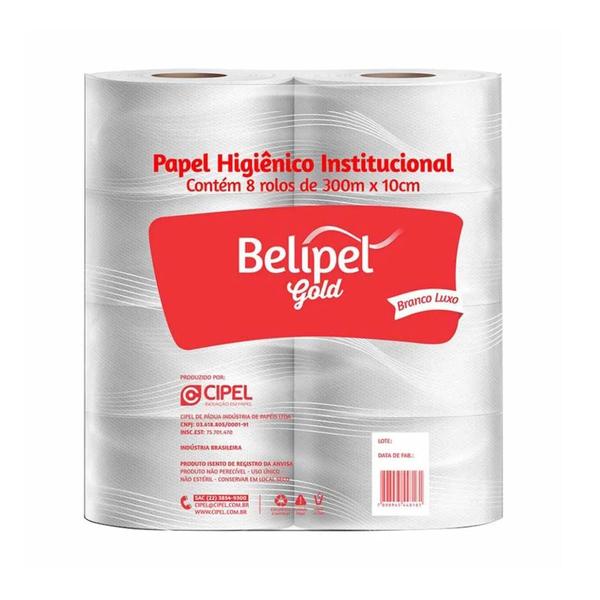 Imagem de Papel Higiênico Branco 300 m x 10cm / 8 rolos - Belipel Gold