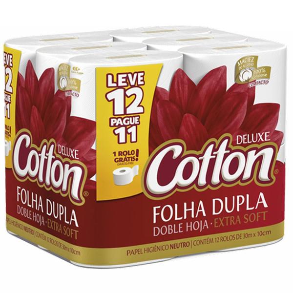 Imagem de Papel Higiênico Cotton Folha Dupla 30M L12P11