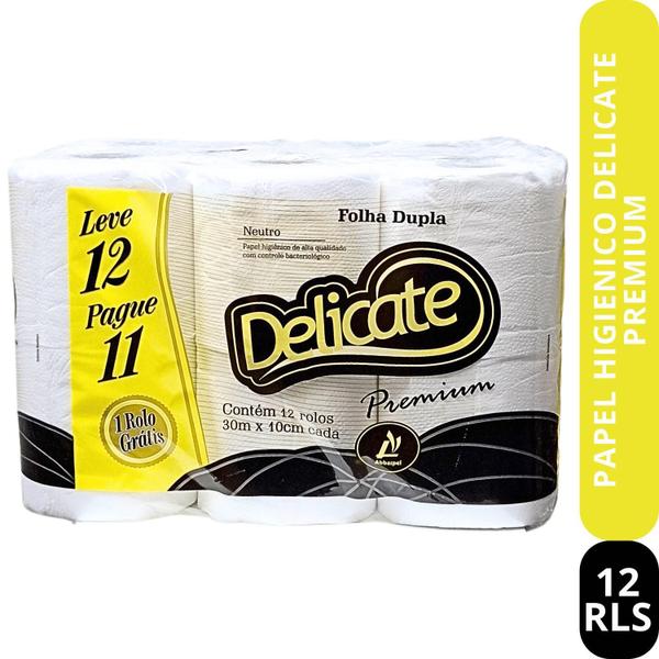 Imagem de Papel Higiênico Delicate Premium 30Mts Com 12 Rolos