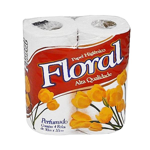 Imagem de Papel Higiênico Floral Perfumado 4 Rolo de 30m  10cm