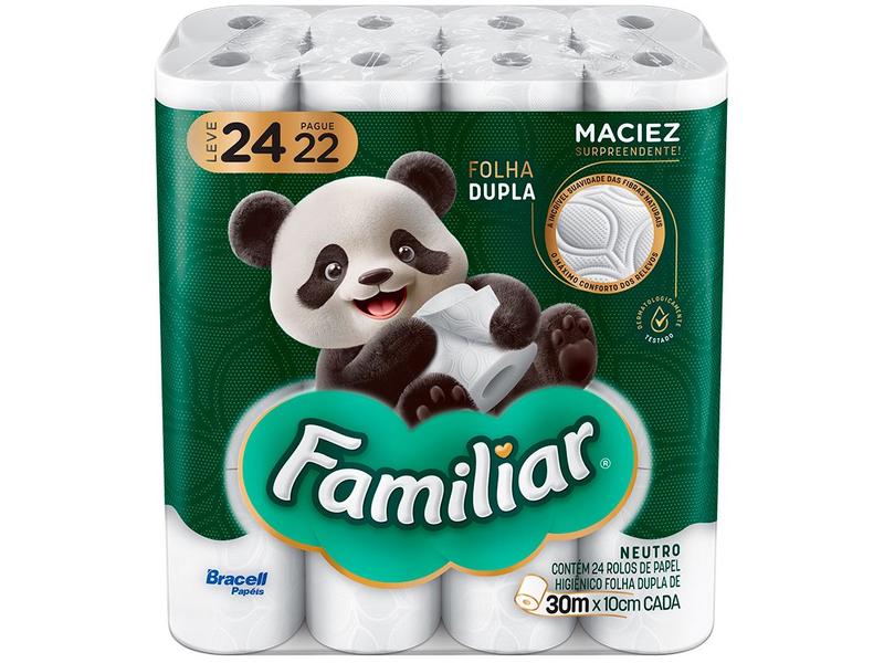 Papel Higiênico Folha Dupla Bracell Familiar 24 Rolos 30m Papel Higiênico Folha Dupla Bracell Familiar 24 Rolos 30m