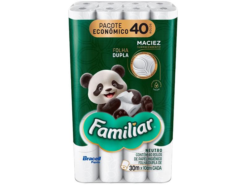 Papel Higiênico Folha Dupla Bracell Familiar 40 Rolos 30m Papel Higiênico Folha Dupla Bracell Familiar 40 Rolos 30m