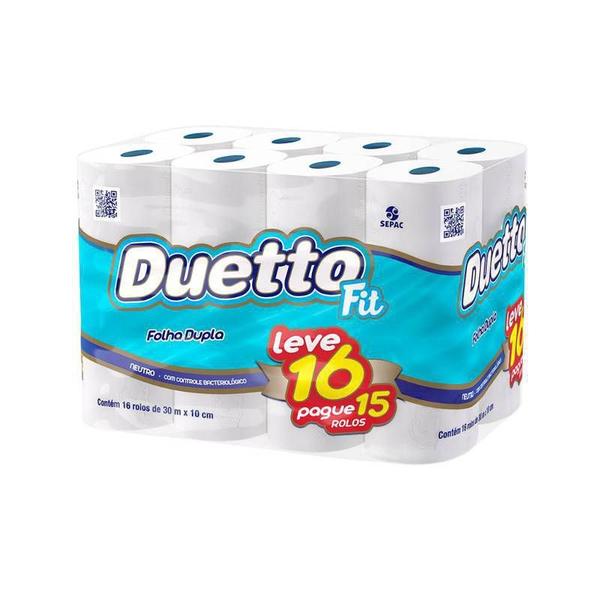 Imagem de Papel higienico  folha dupla duetto fit leve 16 rolos pague 15 x 30 metros