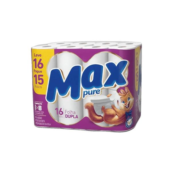 Imagem de Papel Higiênico Folha Dupla Max Pure com 16 rolos de 30 metros