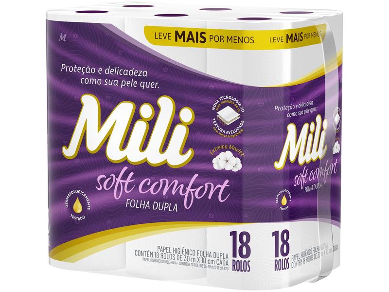 Imagem de Papel Higiênico Folha Dupla Mili Soft Comfort 18 rolos 30m