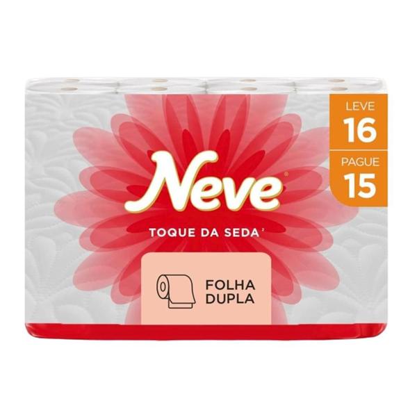 Imagem de Papel Higiênico Folha Dupla Toque da Seda Leve 16 Pague 15 Rolos de 30m Neve