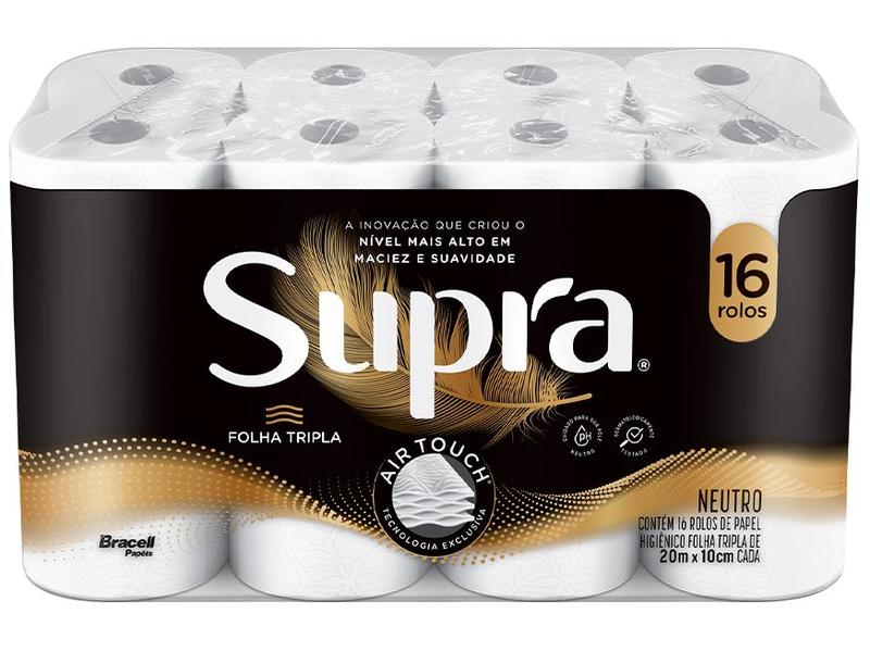 Papel Higiênico Folha Tripla Bracell Supra 16 Rolos 20m Papel Higiênico Folha Tripla Bracell Supra 16 Rolos 20m