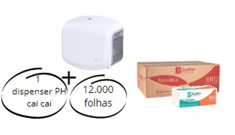 Imagem de Papel Higienico Interfolhado Folha Dupla Santher  com 12.000 Folhas + Dispenser - Trilha Ipaper