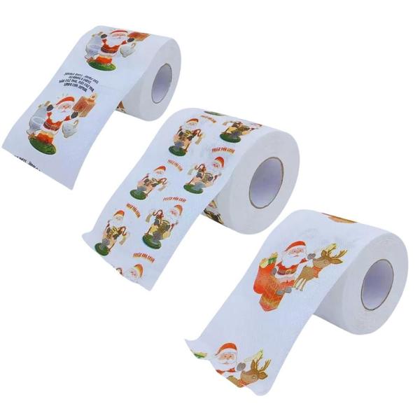 Papel Higiênico Natalinos Jogo com 3 Rolos 20M 10CM - Multiart Imagem de Papel Higiênico Natalinos Jogo com 3 Rolos 20M 10CM