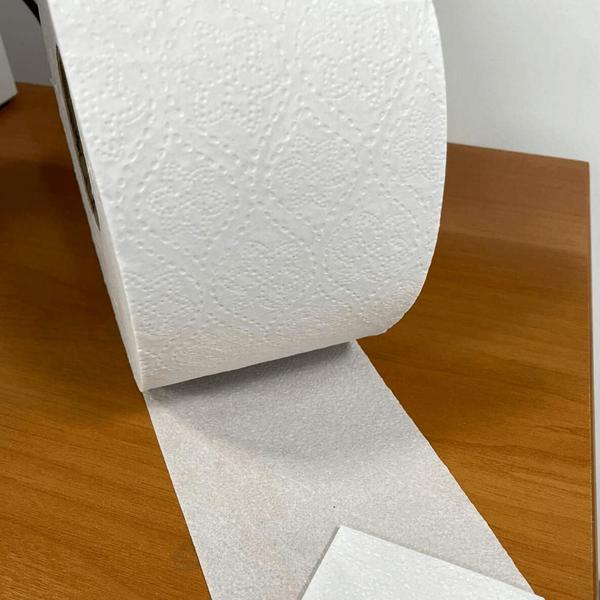 Imagem de Papel Higiênico Rolão Branco Reciclado folha simples Dubbon com 8 rolos de aproximadamente 300 metros