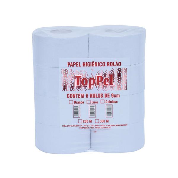 Imagem de Papel Higiênico Rolão Luxo folha  simples Toppel com 8 rolos