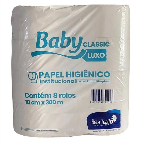 Imagem de Papel higienico rolao luxo grande 8x300m folha simples baby