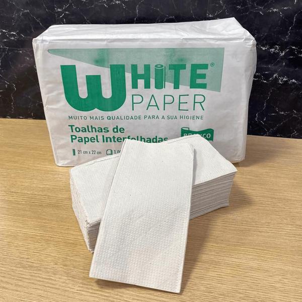 Imagem de Papel Interfolha Branco 21x22cm 2 dobras folha simples White Paper com 1.000 folhas