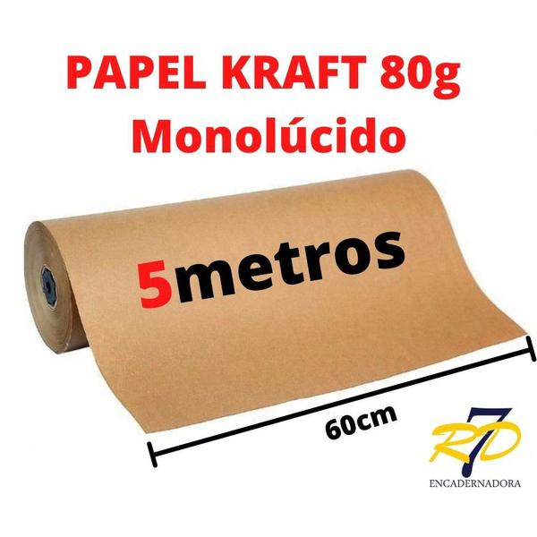 Imagem de Papel Kraft 80g c/ 60cm de largura x 5 Metros de comprimento p/ embalagem ( Monolúcido )