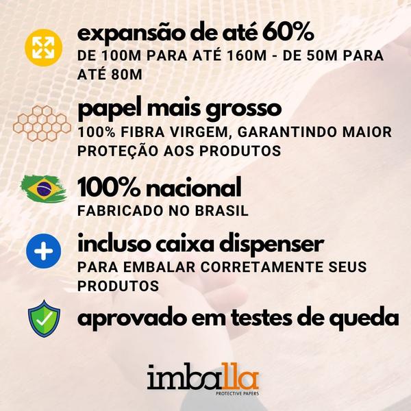 Imagem de Papel Kraft Colmeia Buzz 50cm x 100m Rende 160m Imballa